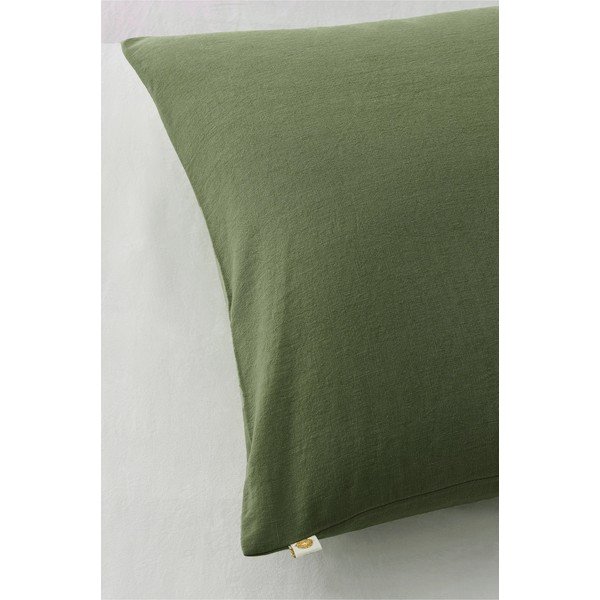 Zaļa vienguļamā gultas veļa no lina maisījuma 150x200 cm Elly – Ellos Home-image-3