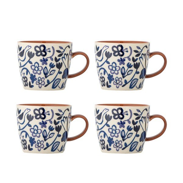 Zilas/krēmkrāsas akmensmasas krūzes (4 gab.) 300 ml Figuria – Bloomingville