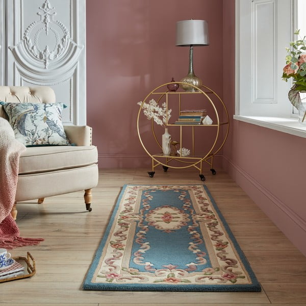 Zils vilnas paklājs Flair Rugs Aubusson, 67 x 210 cm-image-1