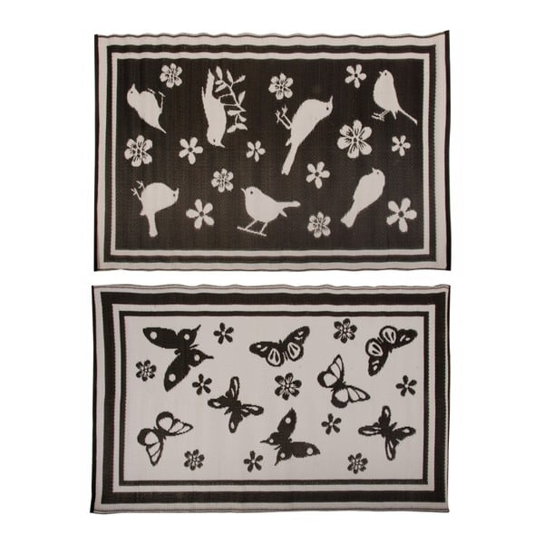 2 melnbaltu dārza paklāju komplekts Esschert Design, 180 x 118,5 cm