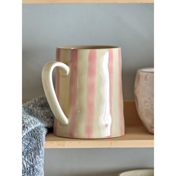 Balta/rozā māla krūze 440 ml Begonia – Bloomingville-image-1