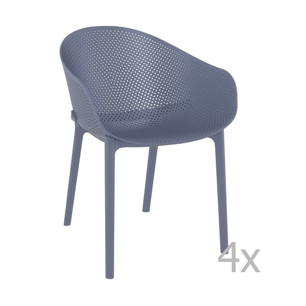 4 dārza krēslu komplekts zili pelēkas krāsas Resol Sky