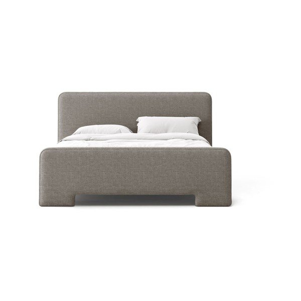 Pelēka polsterēta divvietīga gulta ar redelēm 140x200 cm Eda – Micadoni -image-2