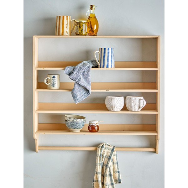 Dabīga toņa daudzlīmeņu egles masīvkoka sienas plaukts 70 cm Sal – Bloomingville-image-3