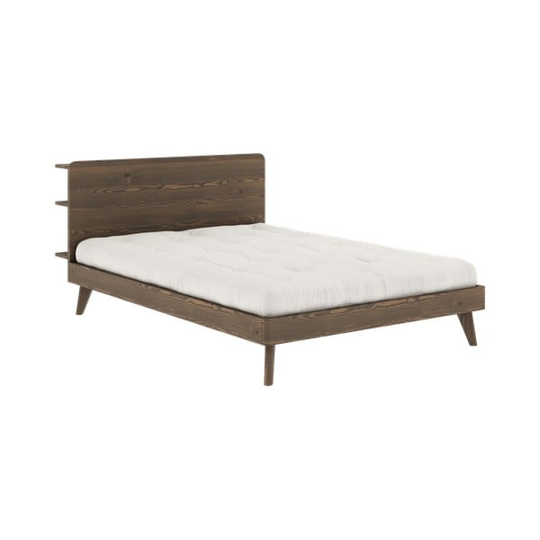 Brūna divguļamā gulta no priedes koka ar režģi 160x200 cm Retreat – Karup Design
