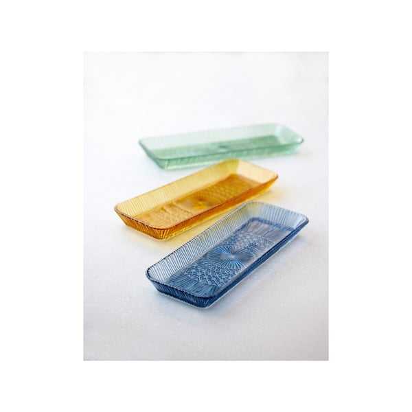 Zils stikla servēšanas šķīvis 14x38 cm Kusintha – Bitz-image-3