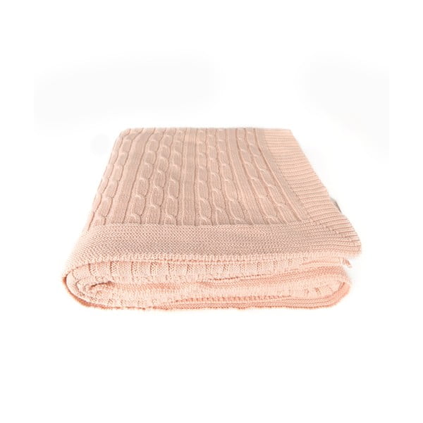 Růžová bavlněná deka Colma, 130 x 170 cm