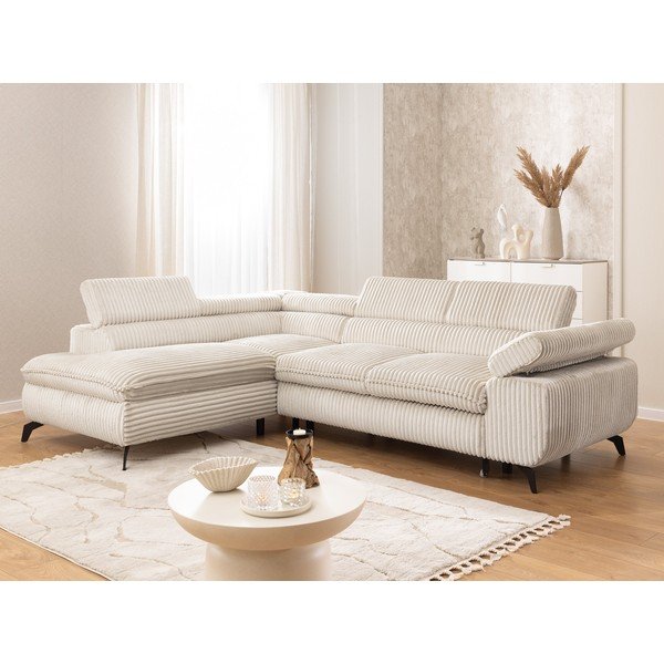 Krēmkrāsas velveta stūra dīvāns (ar kreiso stūri/L veida) Marbeya  – Ropez-image-1