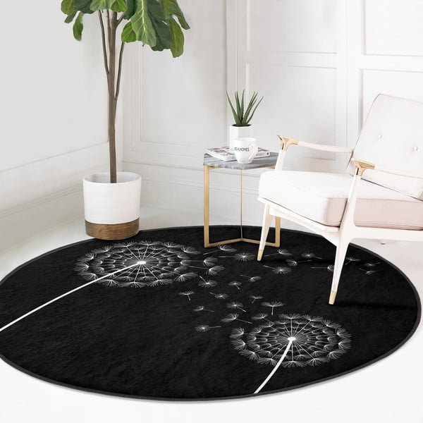 Melns mazgājams robotu putekļu sūcējiem piemērots apaļš paklājs ø 80 cm Comfort – Mila Home-image-2