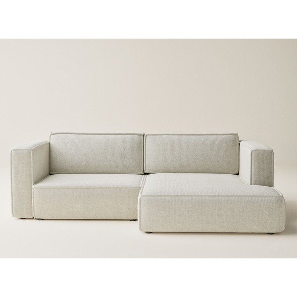 Krēmkrāsas salokāms stūra dīvāns no šenila auduma ar uzglabāšanas vietu (ar labo stūri/ar zvilni) Velto – Maison de Rêve-image-2