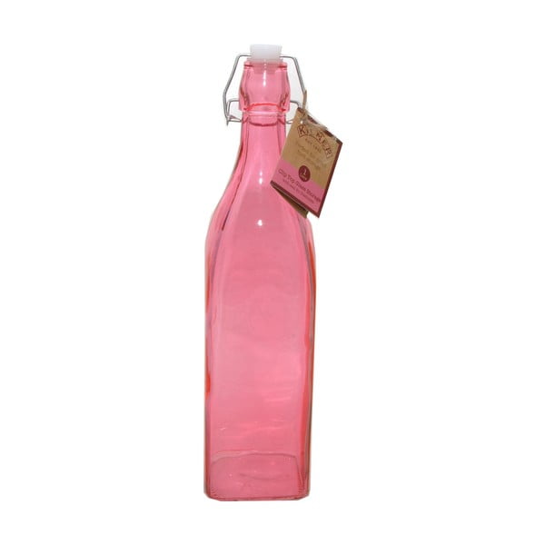 Kilner 1000 ml pudele ar klipu, rozā krāsā