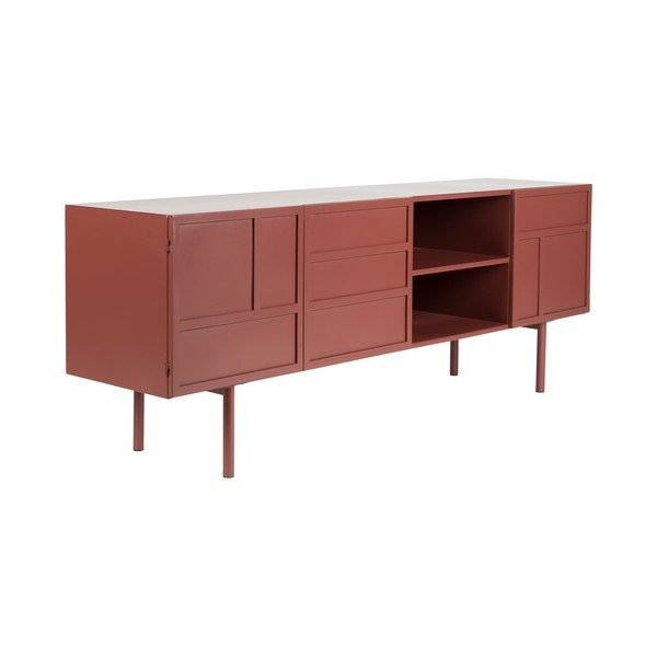 Sarkans metāla TV galdiņš 160x58x36 cm Davis – White Label-image-2