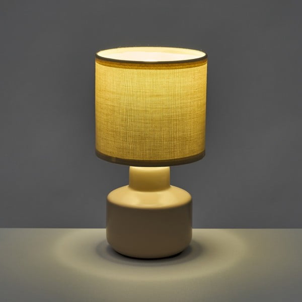 Bēša keramikas galda lampa ar auduma abažūru (augstums 22 cm) – Casa Selección-image-1