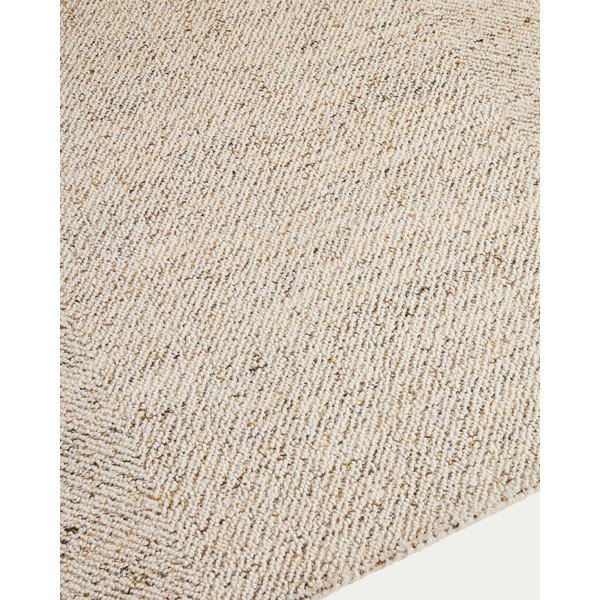 Krēmkrāsas ar rokām darināts vilnas paklājs 160x230 cm Lenuo – Kave Home-image-2