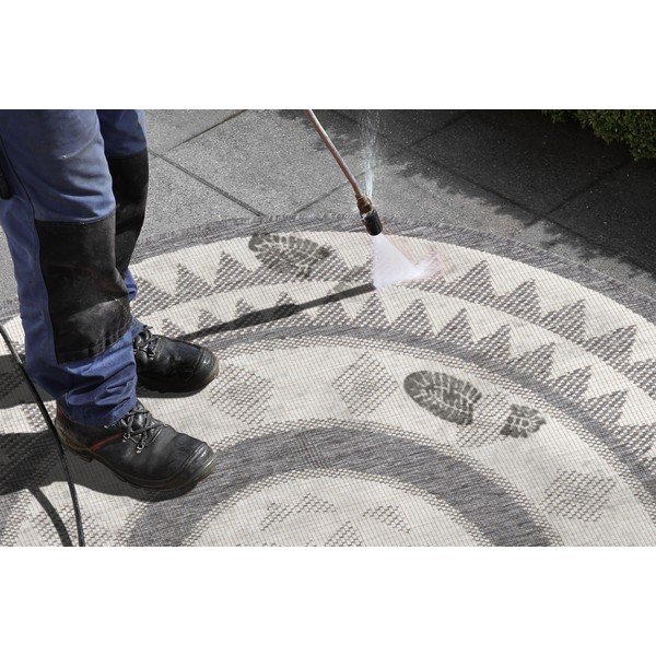 Pelēks un krēmkrāsas āra paklājs NORTHRUGS Jamaika, ⌀ 140 cm-image-1