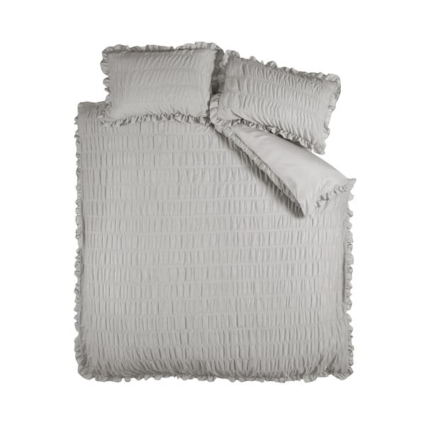 Pelēka divguļamā gultas veļa no krepa auduma 200x200 cm Seersucker Frill – Catherine Lansfield