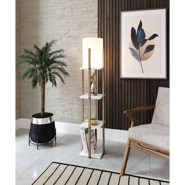 Balta/dabīga toņa stāvlampa (augstums 135 cm) Nora – Opviq lights-image-1