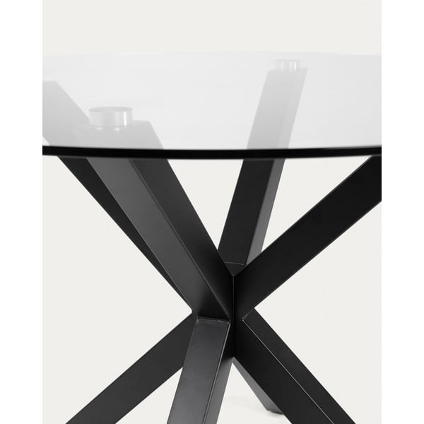 Melns apaļš žurnālgaldiņš ar stikla galda virsmu ø 82 cm Argo – Kave Home-image-3