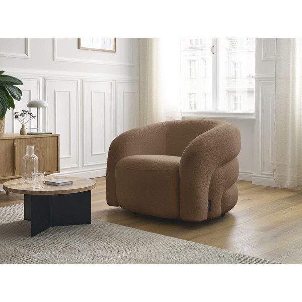 Brūns grozāms atpūtas krēsls no buklē auduma Elina – Bobochic Paris-image-1