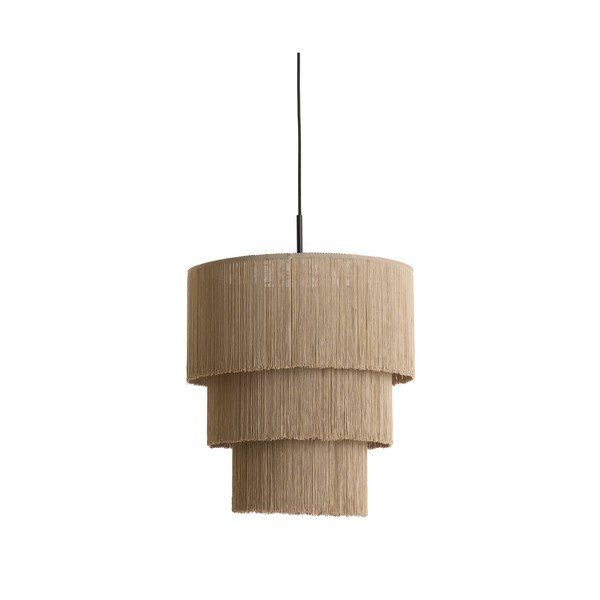 Pelēkbrūna piekaramā lampa ar auduma abažūru ø 10 cm Malaika – Light & Living