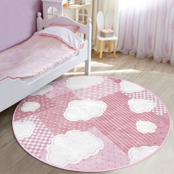 Rozā bērnu paklājs ø 100 cm Comfort – Mila Home-image-3