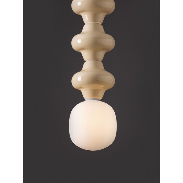 Balta/krēmkrāsas keramikas piekaramā lampa ar stikla abažūru ø 18 cm Clio – Nova Luce-image-1