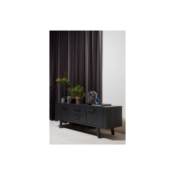 Melns priedes masīvkoka TV galdiņš 150x55 cm Watch – De Eekhoorn-image-2