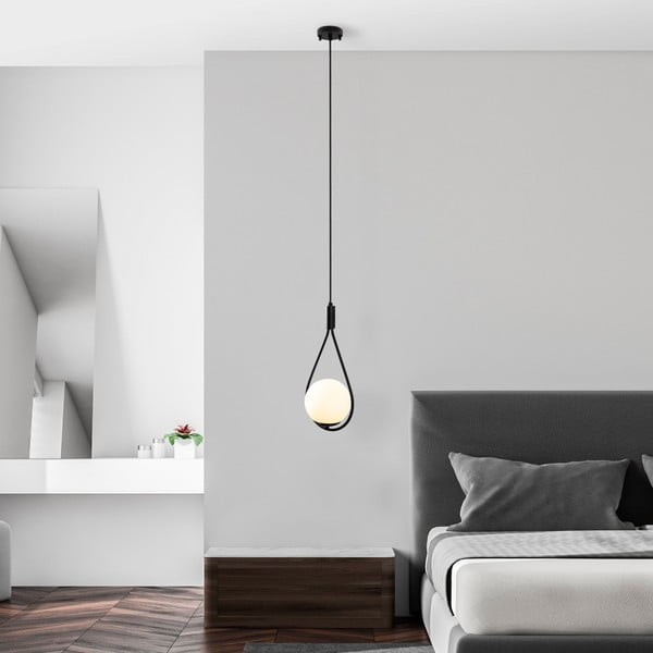 Melna piekaramā lampa ar stikla abažūru Sessiz – Opviq lights-image-3