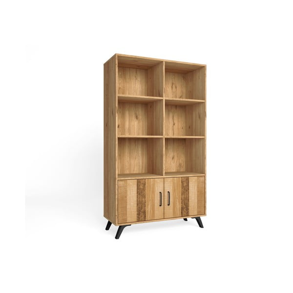 Dabīga toņa grāmatu plaukts ar ozolkoka imitāciju 92x160 cm Nordic – Marckeric-image-2