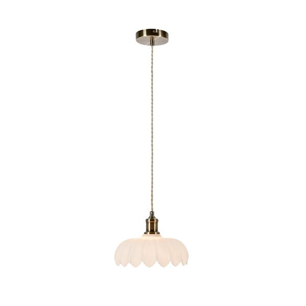 Balta/misiņa krāsas piekaramā lampa ar stikla abažūru ø 25,5 cm Kurage – Markslöjd