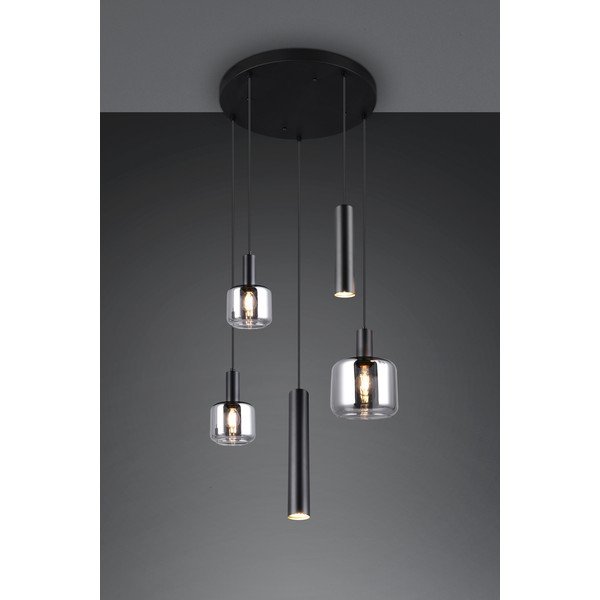 Melna piekaramā lampa ar metāla abažūru/ar stikla abažūru ø 40 cm Mataro – Trio-image-3