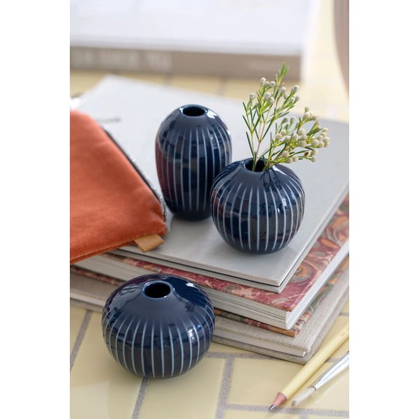 3 tumši zilu keramikas vāžu komplekts Kähler Design Hammershoi Miniature-image-3