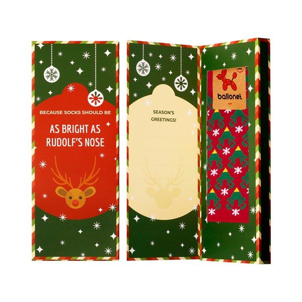 Zeķes Ballonet Season´s Greetings Socks Card with Caribou, 36-40 izmērs-image-1
