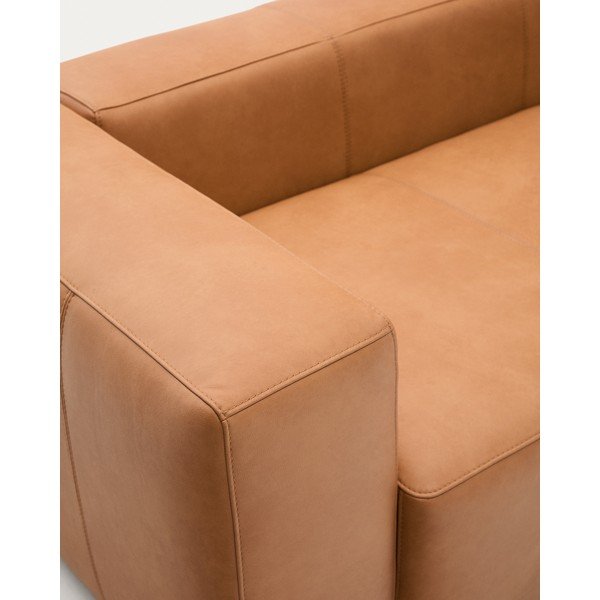 Brūns ādas dīvāns 240 cm Blok – Kave Home-image-4