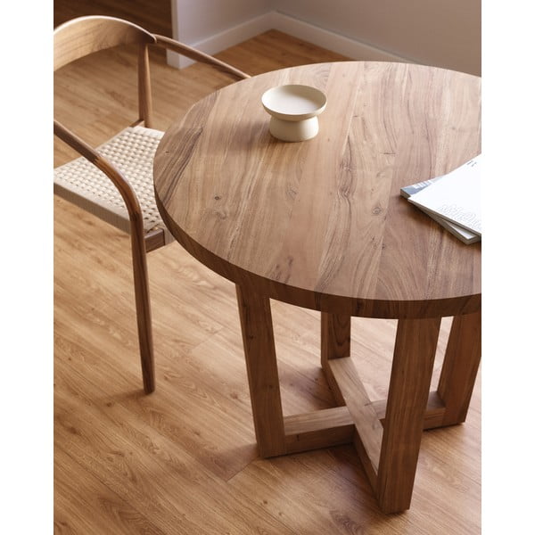 Dabīga toņa akācijas masīvkoka apaļš ēdamgalds ø 90 cm Nahla – Kave Home-image-1