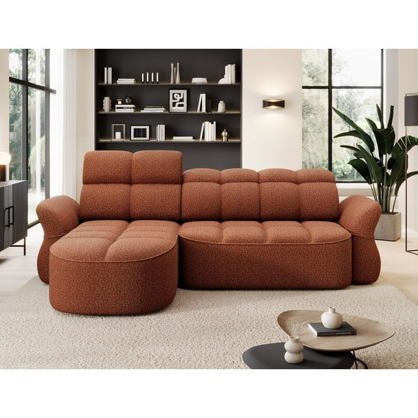 Terakotas oranžs samta salokāms/ar uzglabāšanas vietu stūra dīvāns (ar kreiso stūri/ar zvilni) Beneth – ELTAP-image-1