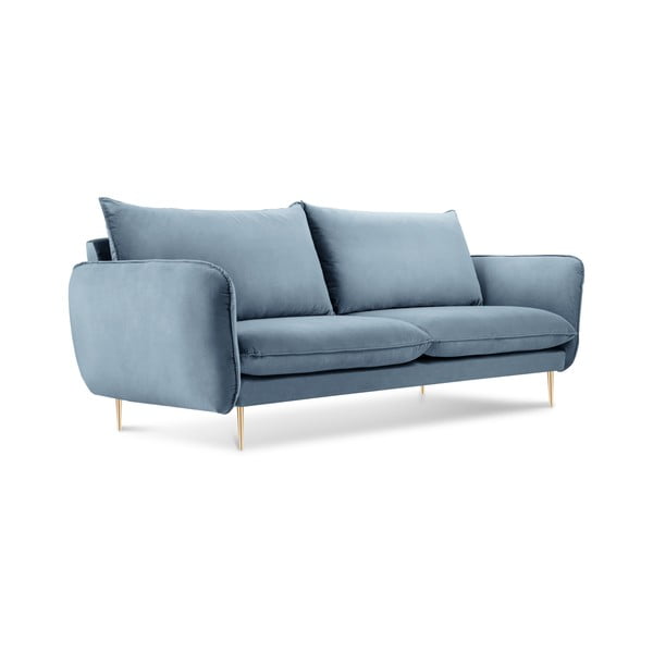 Gaiši zils divvietīgs samta dīvāns Cosmopolitan Design Florence, 160 cm