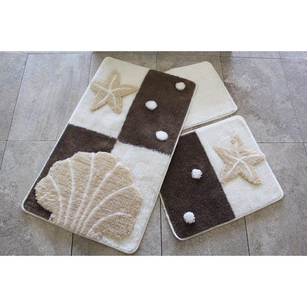 Brūni/krēmkrāsas vannas istabas paklājiņi (3 gab.) 100x60 cm – Foutastic-image-2