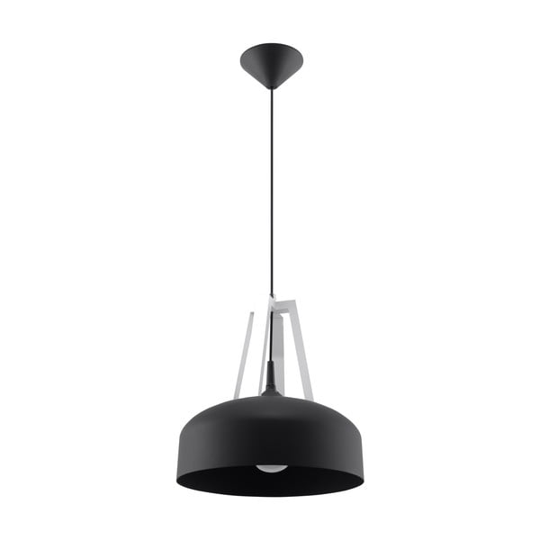 Melna piekaramā lampa ar koka/metāla abažūru ø 30 cm Olla – Nice Lamps