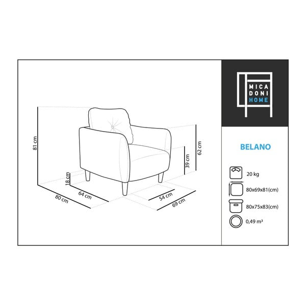 Zils krēsls Micadoni Home Belano-image-2