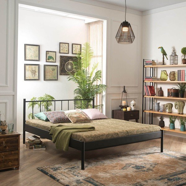 Melna metāla divvietīga gulta ar režģi 160x200 cm Falez – Kalune Design-image-4