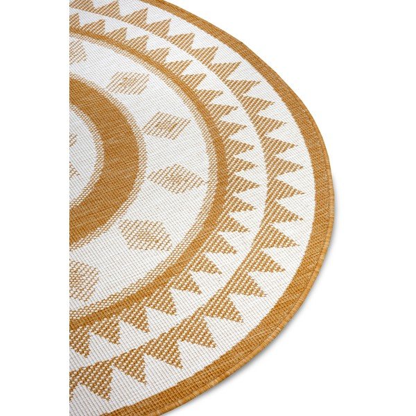 Okera dzeltens/balts apaļš āra paklājs ø 140 cm Jamaica – NORTHRUGS-image-4