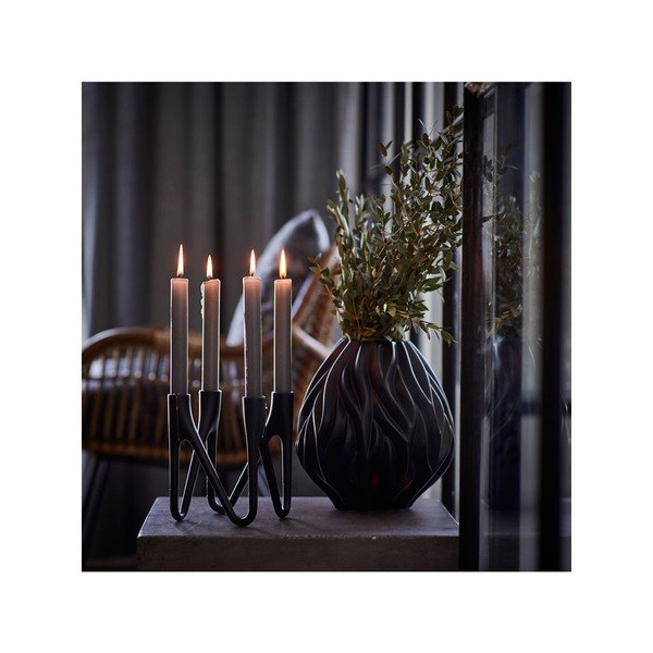 Melna porcelāna vāze Morsø Flame, augstums 23 cm-image-1