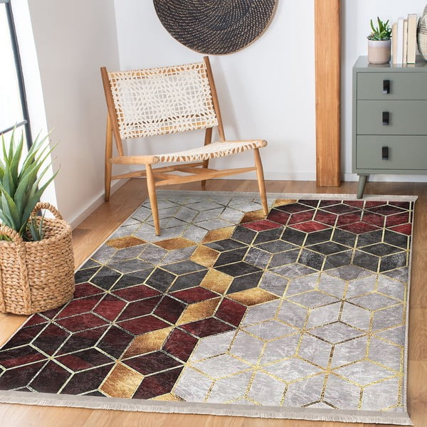 Bordo/pelēks mazgājams paklājs 160x230 cm – Mila Home-image-2