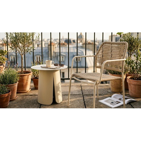 Bēšs/dabīga toņa metāla dārza krēsls Jable – Bizzotto-image-4