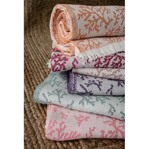 Rozā pleds ar kokvilnu Euromant Summer Coral, 140 x 180 cm-image-2