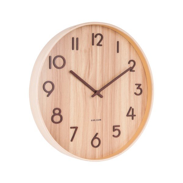 Gaiši brūns sienas pulkstenis no liepas koka Karlsson Pure Medium, ø 40 cm-image-2