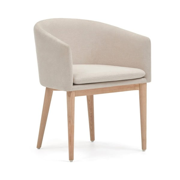 Krēmkrāsas polsterēts ēdamistabas krēsls ar roku balstiem Harlan – Kave Home