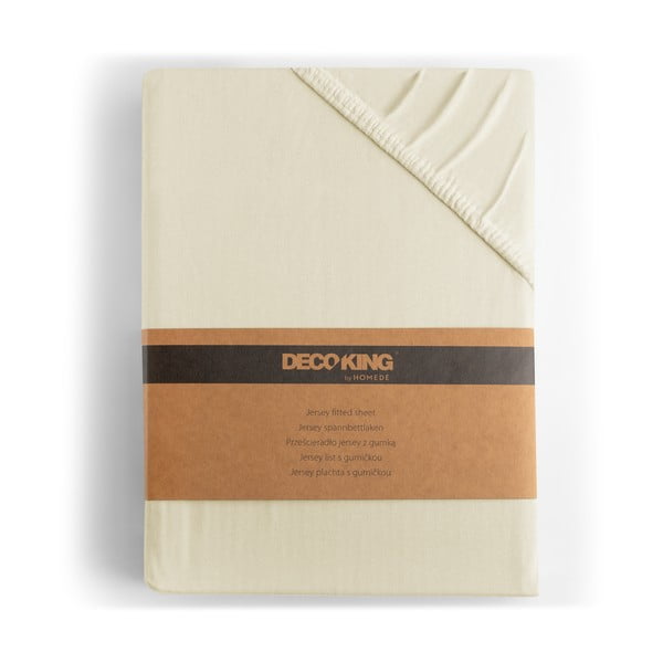 Bēšs trikotāžas palags ar gumiju 90x200 cm Amber – Restilo-image-4