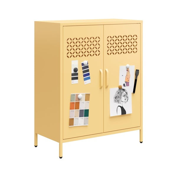 Dzeltens metāla skapītis 80x102x40 cm Annie – Støraa-image-4